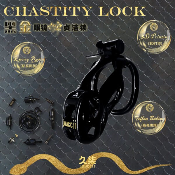 juuccii Jiuqi black gold cobra chastity lock strap light luxury cb chastity 3D mirror lacquer super smooth sm